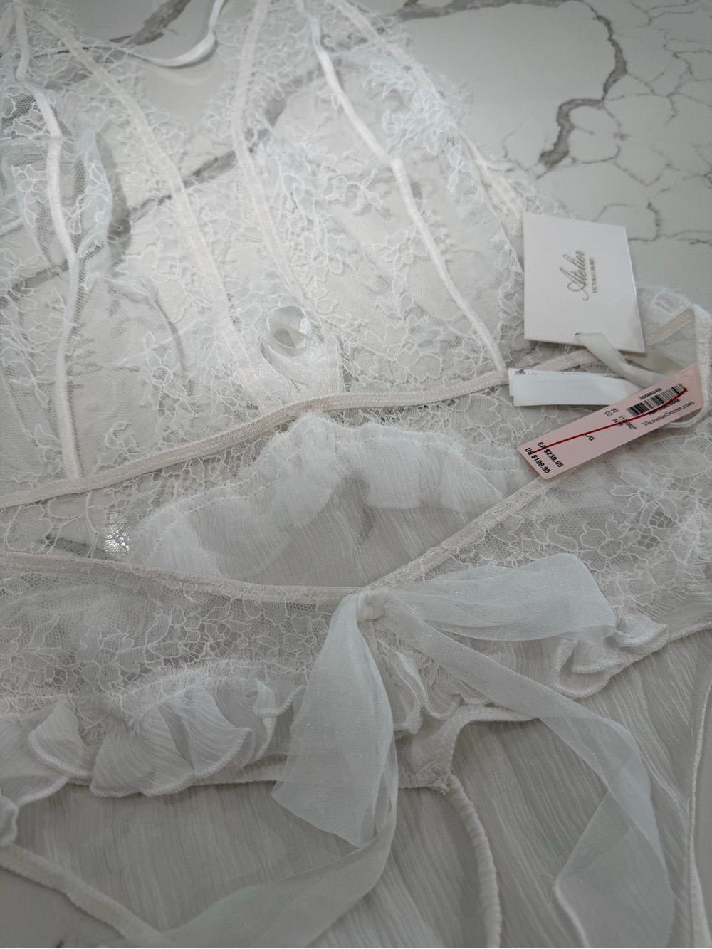 NWT Very Sexy Atelier Victoria's Secret Lace & silk Plunge Teddy white size L - Picture 7 of 11